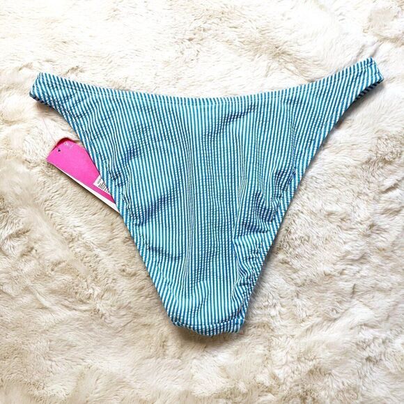 Lilly Pulitzer Pico High Cut Bikini Bottom Cumulus Blue‎ Seersucker Stripe NWT - Picture 6 of 8